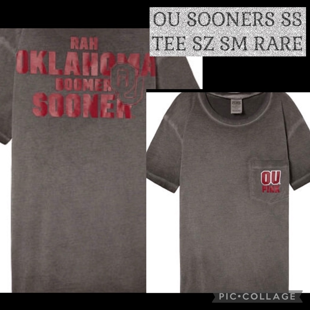 VS PINK OKLAHOMA SOONERS CAMPUS SHORT SLEEVE TEE SZ SM RARE